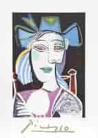 Pablo Picasso、BUSTE DE FEMME AU CHAPEAU Buste de Femme au Chapeau Bleu, 9-D, Lithograph on Arches