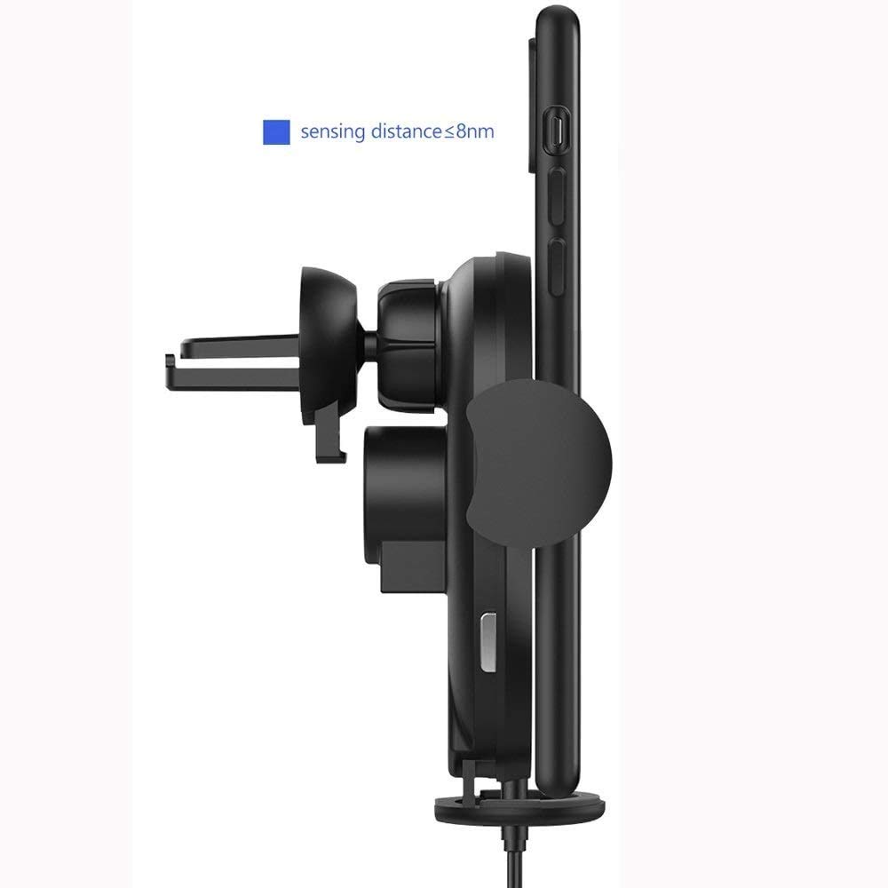 Caricabatteria da auto senza fili, 15W / 10W / 7.5W / 5W Carica rapida Carica per auto Air Spat Phone Portafoglio, culla auto regolabile con protezione graffiante, cuscinetto per cellulari au