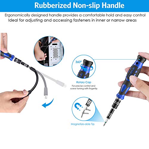 ORIA Precision Screwdriver Set (Newest) 106 in 1 with 102 Bits Magnetic Torx Screwdriver kit with Case Professional Repair Tool with Magnetizer for Electronics PC iPhone iPad Watch Jewelers Blue