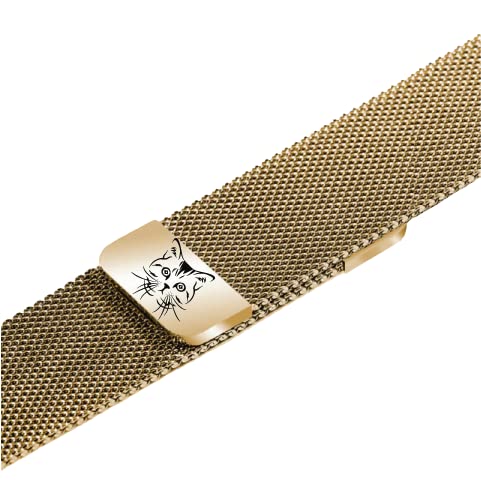 Custom Cat Head Watch Band Compatible with Apple Watch, Stainless Steel Band Compatible with Apple Watch, Loop Watch Strap for 40/44mm