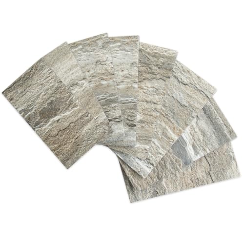 AULIGET 100-Piece Apache Brown Rock Peel and Stick Backsplash Wall Tiles, 3" x 6" Faux Stone PVC Stick on Tile for Backsplash Kitchen, Bathroom, Laundry Room, Camper, Fireplace by AULIGET - Used condition - US$37.89