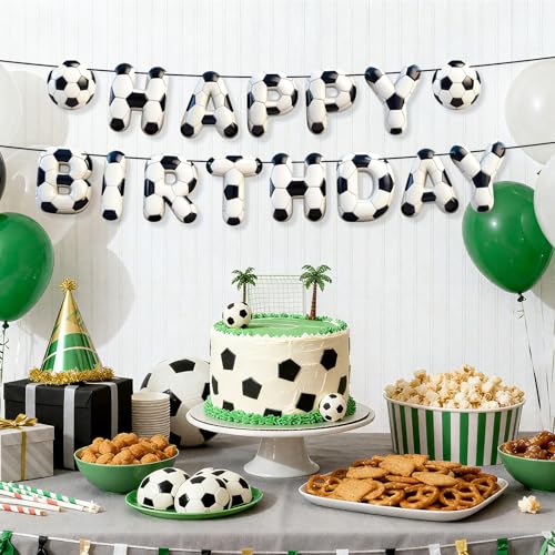 Image of Sport Birthday Banner, 3D Sport Theme Happy Birthday Banner (Soccer)