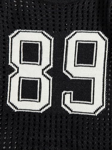 SEGT Women's Jersey Shirts Number Letter Graphic Sweater Hollow Out Crochet Jersey Tee Sweater Short Sleeve Knit T Shirts4
