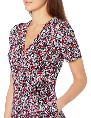 Image of Amazon Essentials Women's Short Sleeve Faux-Wrap V Neck Dress