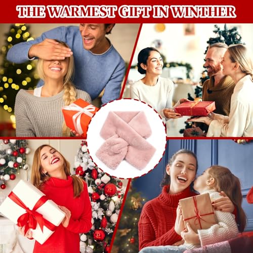 Womens Fur Collar Scarf, Faux Fur Scarves for Women, Neck Shrug for Spring Fall Winter Super Soft Cozy (Pink)4