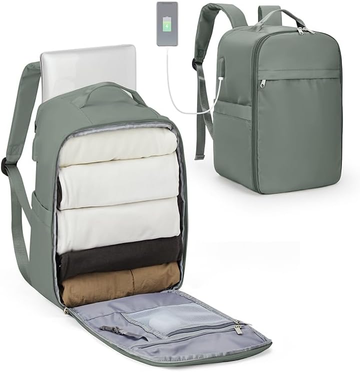 WEPLAN Ryanair Cabin Bags 40x20x25 Underseat Backpack Carry on Hand Luggage Easyjet Bag 45x36x20 Travel Backpack Cabin Size Women Rucksack for Plane with Laptop Compartment,Army Green