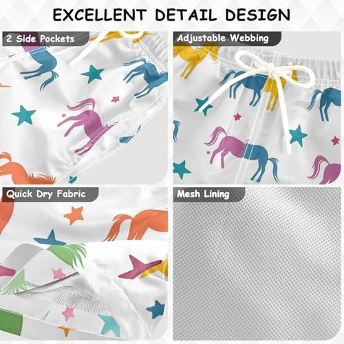 OREZI Boys Swim Trunk Colorful Unicorn Bathing Suit Swim Shorts for Toddler Kids Teens3