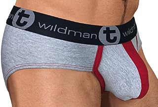 Wildmant Men's Stretch Cotton Big Boy Pouch Brief Red Medium