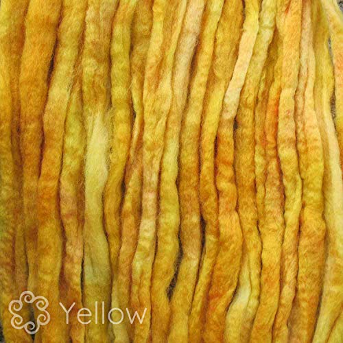 Learn to Spin Yarn - Beginner\'s Spinning Kit Includes Drop Spindle, Hand Dyed BFL Wool Roving and Printed Instructions with Video. Color: Yellow - Thumbnail 3