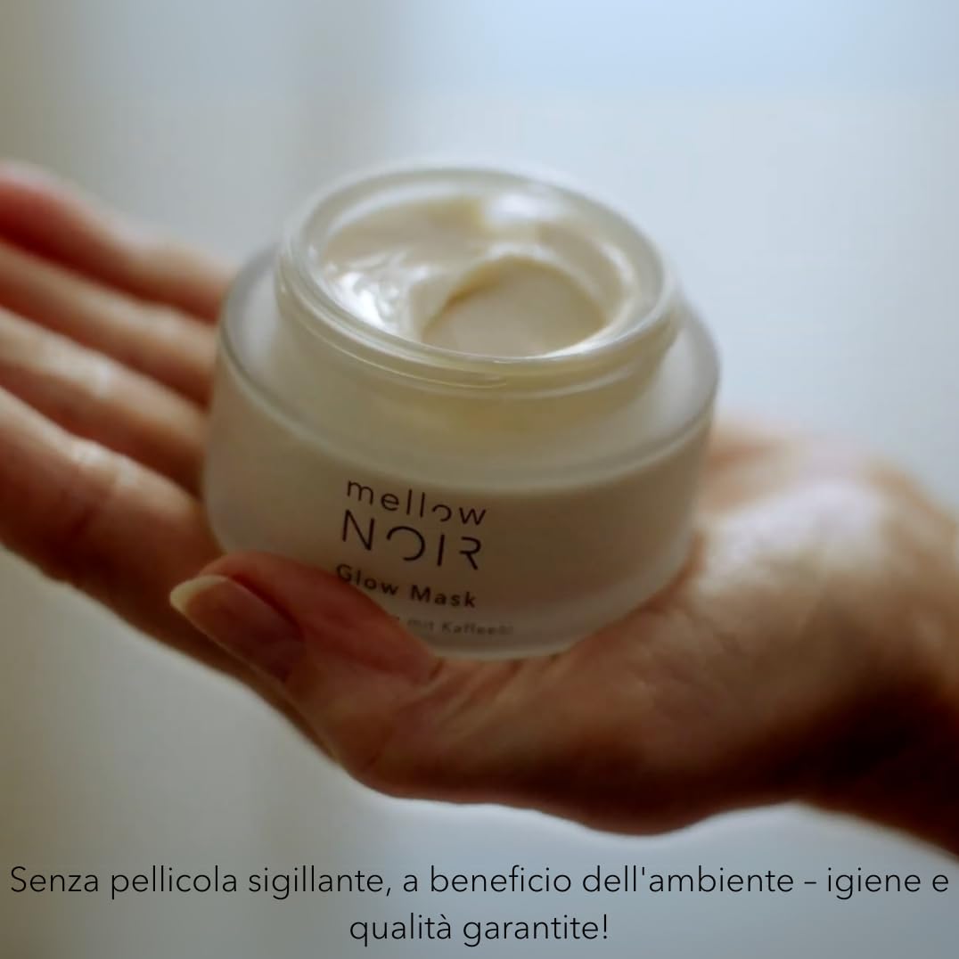 mellow NOIR Glow Mask 50ml | crema notte quotidiana | Riduce i pori visibili e gli arrossamenti | Per una pelle più liscia | Effetto immediato e percepibile | Vegano | Cosmesi naturale certificata