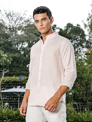 Image of Thomas Scott Men's | Linen Blend | Solid | Premium Cotton Linen Blend | Full Sleeve | Casual Shirt for Men