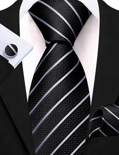 Image of Barry.Wang Men 6PCS Tie Silk Gift Necktie Clip Woven Tie Sets Party