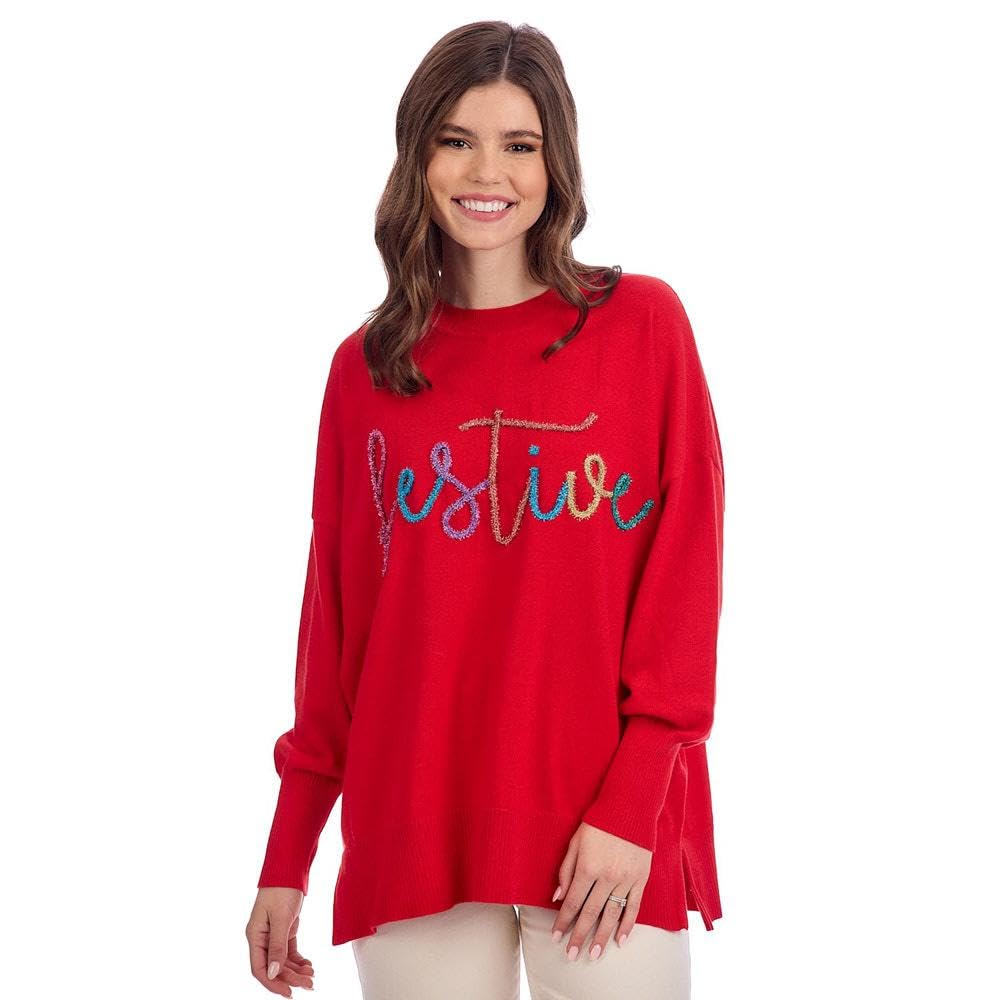 Mud Pie Womens Mud Pie Womens Holiday Sparkle Sweater