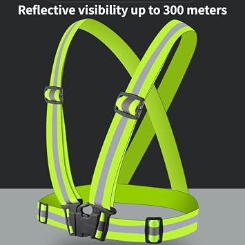 Reflective Running Gear Reflective Vest with 2Pack Reflector Armbands, Adjustable Elastic Safety Vest Outdoor Reflective Belt High Visibility