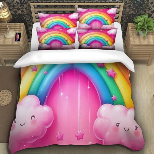 Parure de lit arc-en-ciel 135x200 housse de couette 3D microfibre enfant - 5