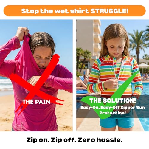 Image of SwimZip Girls' 3 Pc Swim Set w /Long Sleeve Rash Guard, Tankini & Shorts UPF 50+