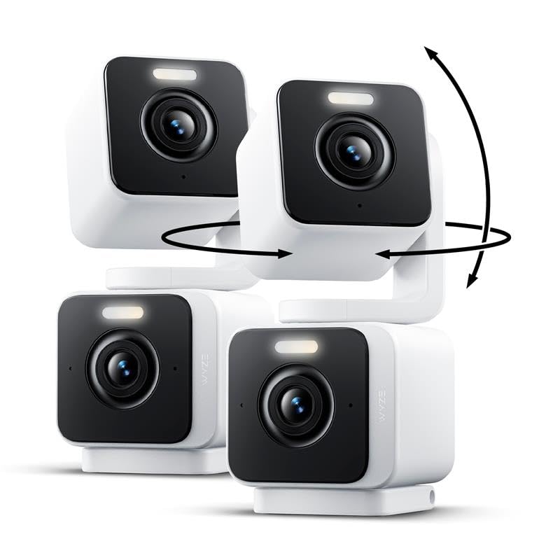 Image of WYZE Duo Cam Pan 2 Pack, Indoor /Outdoor IP65 2K 360 Pan /Tilt Smart Home Security Camera with Color Night Vision, Compatible with Alexa & Google Assistant, White