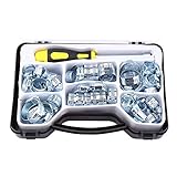 Nicoone 51Pcs Schlauch Klemmen Sortiment Kit 13- 44Mm Carbon Stahl Kraftstoff Linie Clamp mit Hex Fahrer