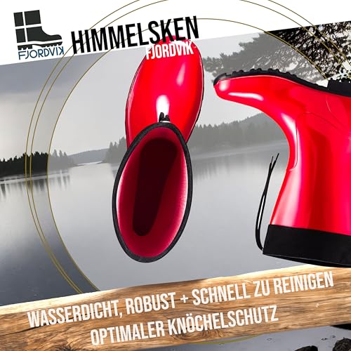 Fjordvik Himmelsken Gummistiefel | Pflegeleicht und langlebig | Perfekt für Hundespaziergänge bei Regen | Farbe: SCF rot, Gr.:43 / UK 9