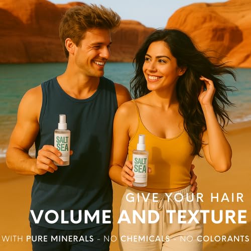 Organic Sea Salt Spray for Hair Women & Mens –Unscented Based Sea Salt Spray 8oz with Ancient Unrefined Sea Salt | Natural Volume, Beach Waves, Non-Sticky (8oz, Unscented|WH)