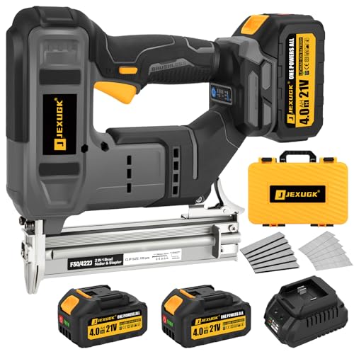 JEXUGK Nail Gun, Brad Nailer Cordless with 2 x 4.0Ah Battery, 2-in-1 18 Gauge Electric Pistola De Clavos De Bateria with 1200pcs Nails,Power Nailers & Staplers for Woodworking, Home Improvement DIY