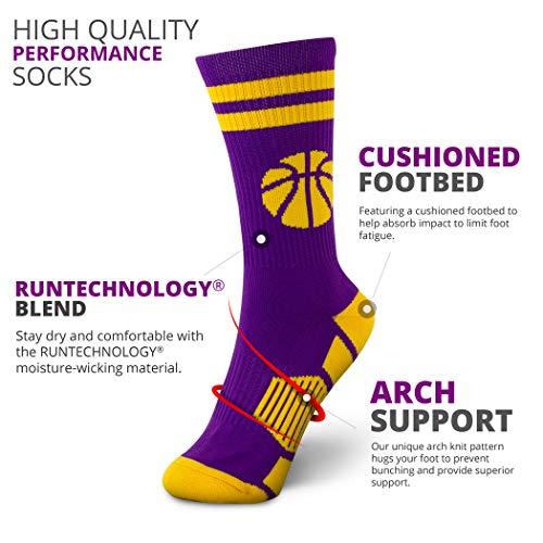 ChalkTalkSPORTS Basketball Performance Crew Socks - Multiple Colors - Youth & Adult - Elite Basketball Mid-Calf Socks3
