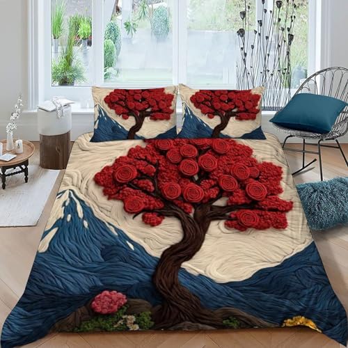 Parure housse de couette en microfibre imprimé 3D arbre de couleur