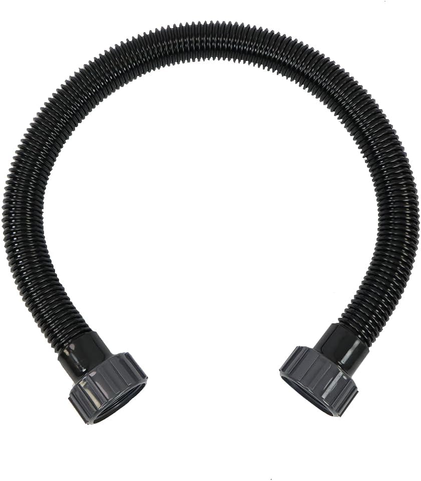 Aqua Select 3' Foot Swimming Pool Filter Hose Kit | 1 1/2" Inch Universal Threaded Adapters | Preinstalled Union Nuts | Includes Gaskets & Teflon Tape