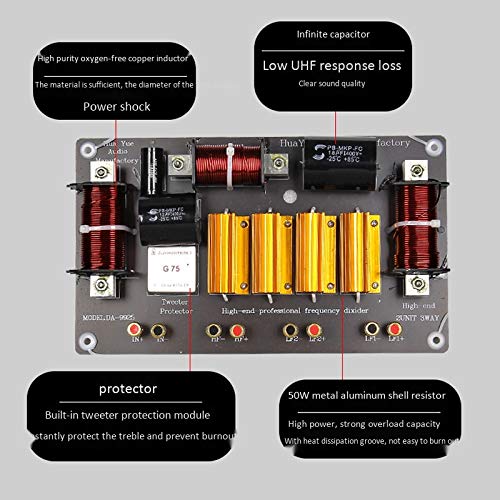 1500 W High Speaker Crossover 3 Wege High-Low 8 Ohm Frequenzteiler für Lautsprecher, Frequenzweiche 1600/2800 Hz