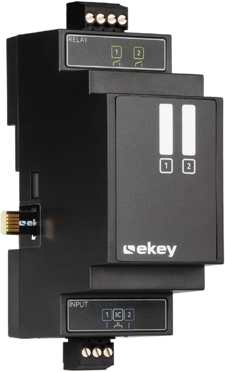 EKEY203210 control unit extension module DRM 2 relays/inputs, for expanding relays and inputs of the control unit DRM, 0.8 W, 12-24 V, black