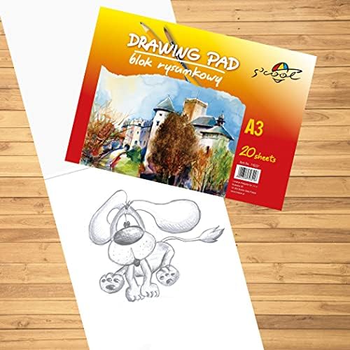 S'cool Drawing Paper | Sketch Pad (A3, 90 g/m², 20 Sheets) | Drawing Pad White | Sketchbook for Drawing