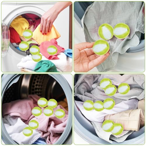Waschmaschine Anti Fussel Bälle, 12 Stücke Haarfänger für Wäschetrockner, Wiederverwendbare Flusenkugeln, Waschmaschine Haarfänger, Fusselfänger, für Entfernt Tierhaare, Flusen und Fussel