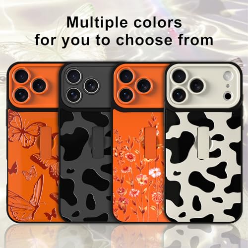 Image of for iPhone 17 Pro Case with Finger Strap Holder, Cute Cool Cow Print Pattern Design for Women Men, Shockproof Anti Scratch Hand Kickstand Protective Cover, White