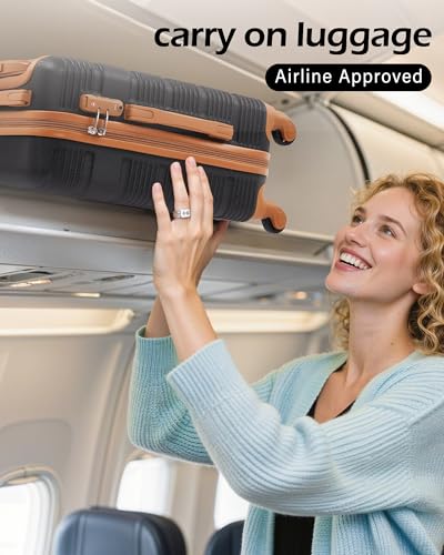 Image of LONG VACATION 3 Piece Carry On Luggage Set with Backpack, 20 Inch Carry Suitcase with Spinner Wheels, ABS+PC Hardshell Suitcase set with TSA Lock & YKK Zipper