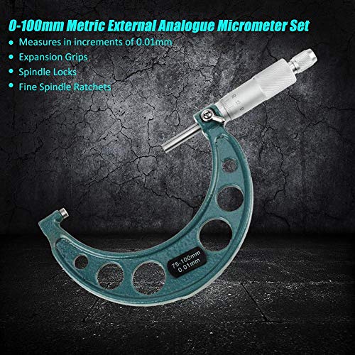 Mikrometer Außenmikrometer, 4 Stück 0-25 mm, 25-50 mm, 50-75 mm, 75-100 mm Außenmikrometer Mikrometerschraube Bügelmessschrauben Satz Mikrometer-Set mit Fall