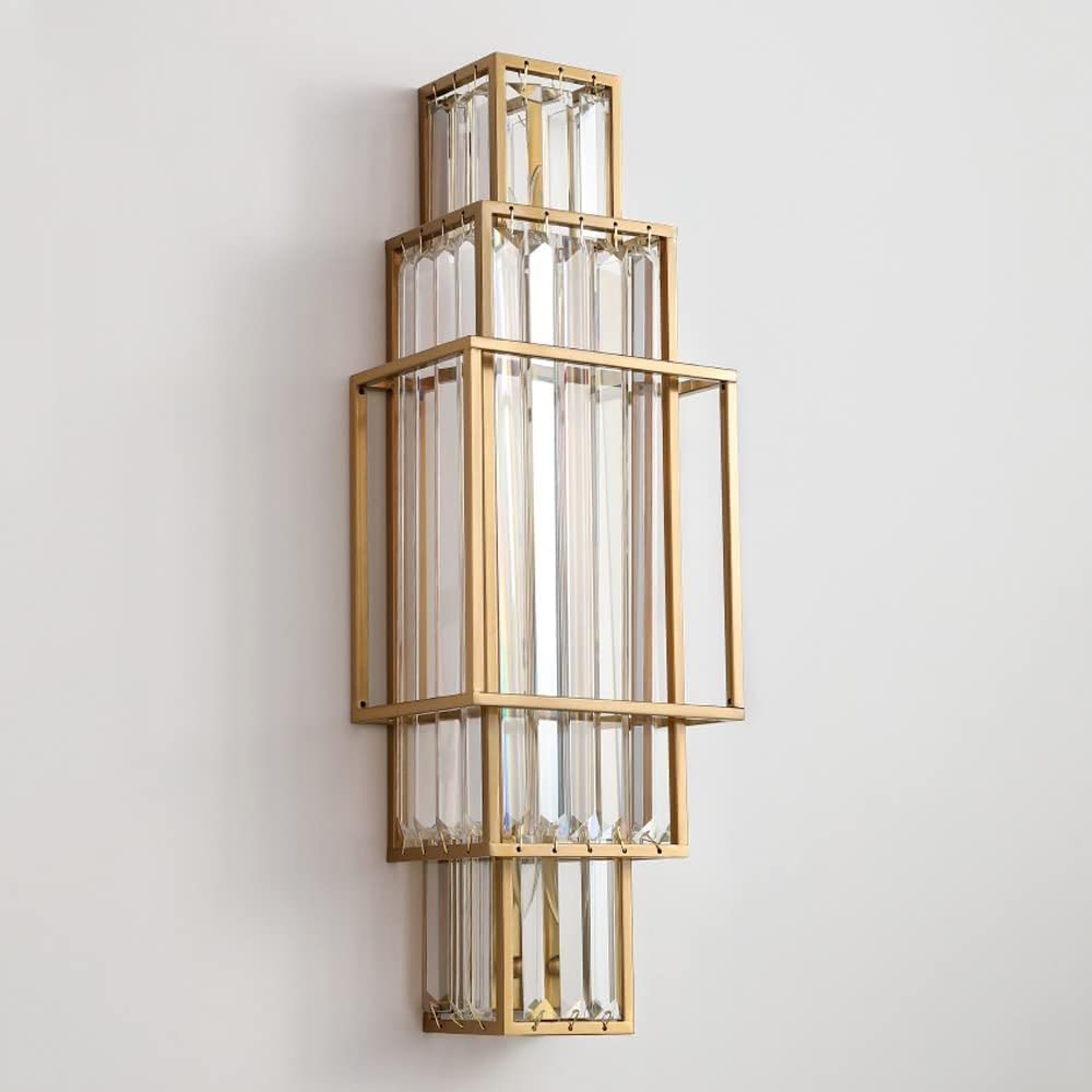 VGTLAKEX Wall Light Square Crystal Sconce Lamp Postmodern Decor Lighting Fixtures E14 Mounted Lamps for Living Restaurant Decoration
