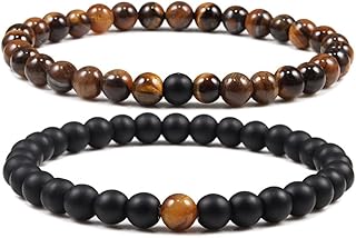 SKNGMO Natural Malachite Bracelet Set,Handmade Gemstone Beaded Stretch Bracelets for Women Men Yoga Bracelet Natural Stone Crystal Beads Bracelets(Two malachite greens), no gem type