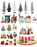 Glavatrix Merry Christmas Cake Decorations - 19 Piece Set With Cake Toppers, Christmas Tree, Santa Gifts, Birthday Party Supplies
