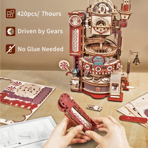 Rokr 3D Puzzle For Adults Wooden Marble Run 420Pcs Model Building Kit Stem Toys Hobbies For Adults For Boys/Girls/Men/Women (Chocolate Factory) #TOP3