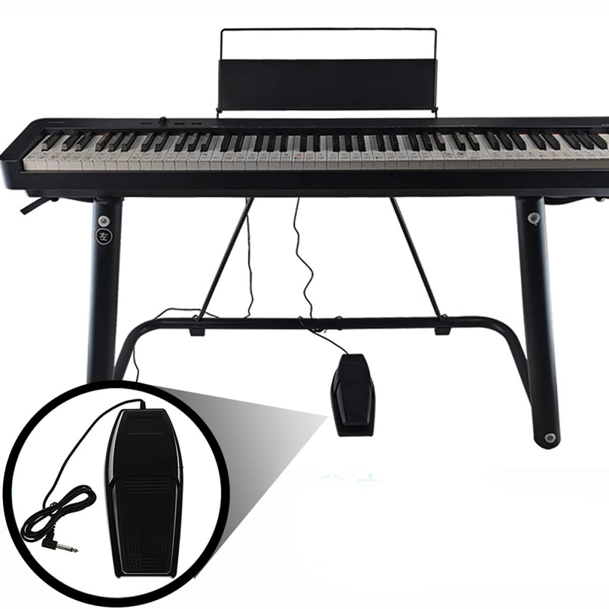 Pedale Sustain per Pianoforte Elettronico Portatile in Abs e Gomma Nero, Resistente ai Danni, Compatibile Tastiere e Pianoforti Digitali
