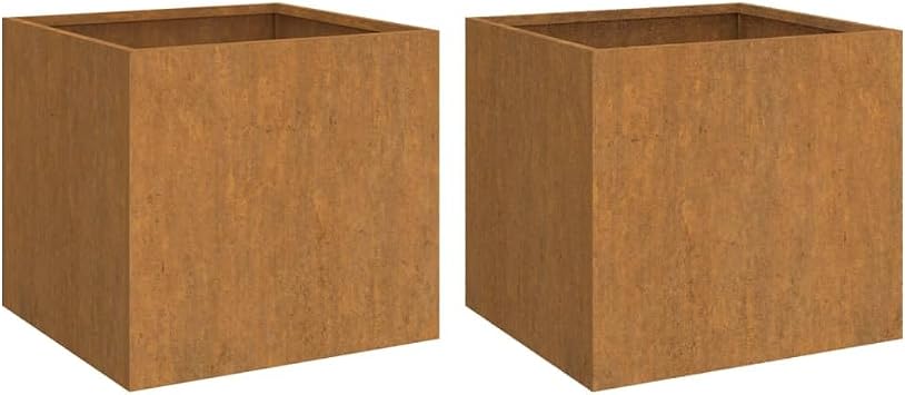 SKM Planter Set of 2 Rusty Corten Steel Medium Durable,Brown Weight 32.94LBS