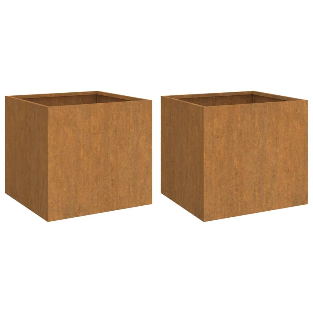 Jardinera Cúbica de Acero Corten, Cama de Jardín Elevada de Aceros Desgastado, Macetas de Aceroe para Exteriores para Patio, Balcón y Jardín (49x47x46cm)