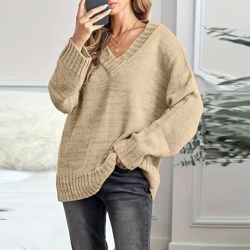 Oversized Sweaters for Women V Neck Long Sleeve Tunic Casual Cute Swearers - image 5