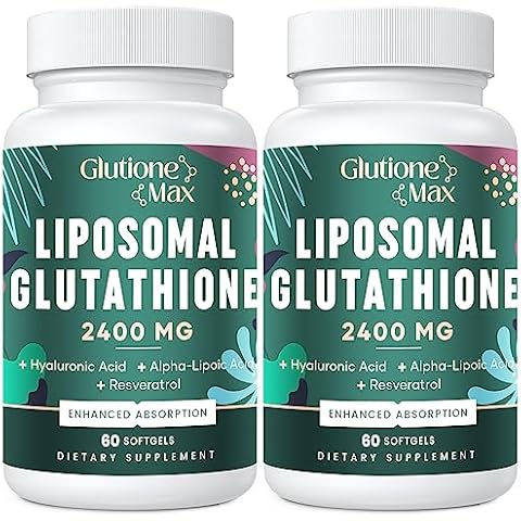 2400MG Liposomal Glutathione | Max Absorption | Glutathione Supplement with Hyaluronic Acid, Resveratrol, L - Glutathione Reduced, Non - GMO Antioxidant for Aging Defense, Energy, 120 Softgels Cover