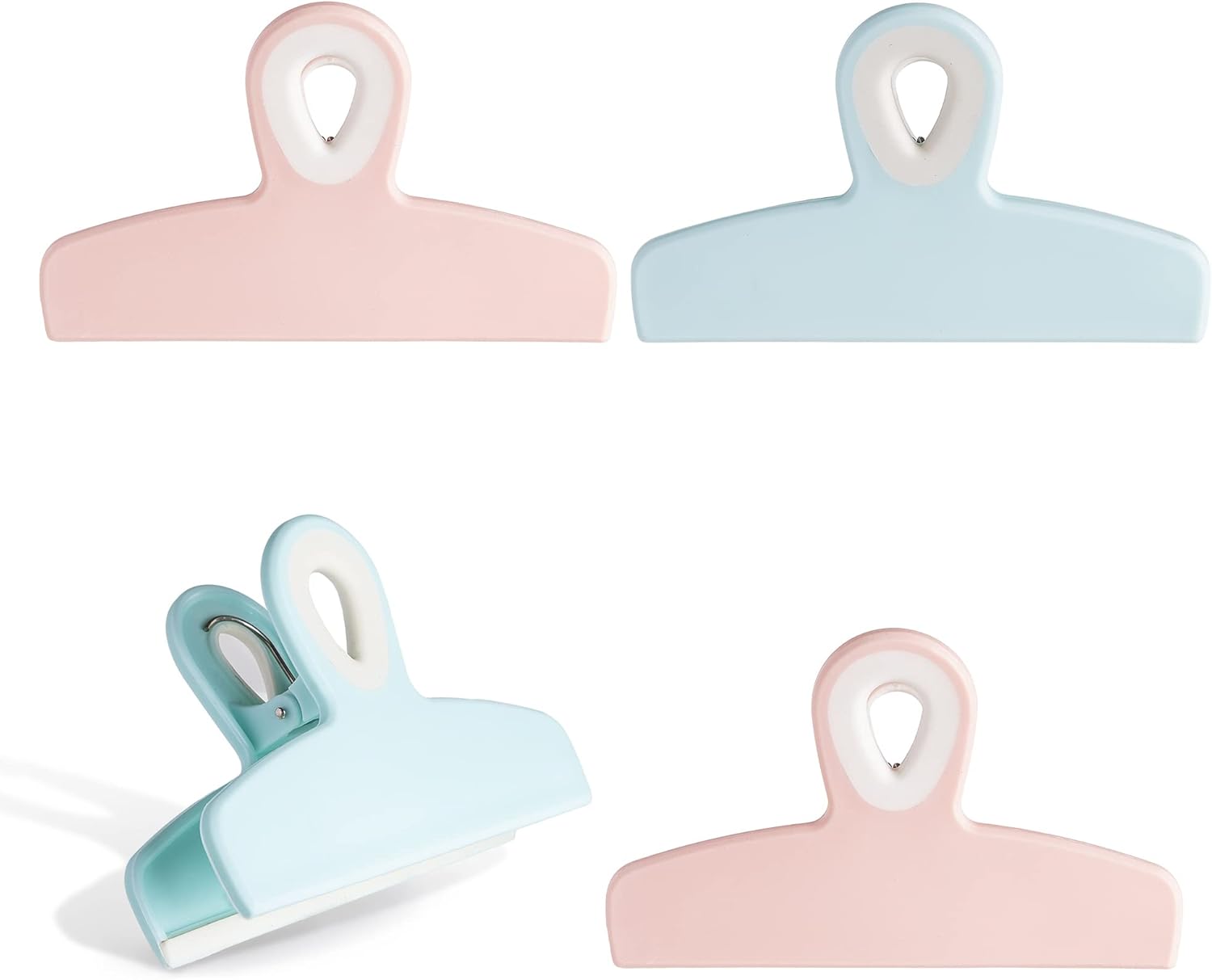 COOK WITH COLOR Bag Clips - Heavy Duty Chip Clip and Refrigerator Magnet for Food Storage with Air Tight Seal Grip, Bright Colors, Pack of 4 Large.