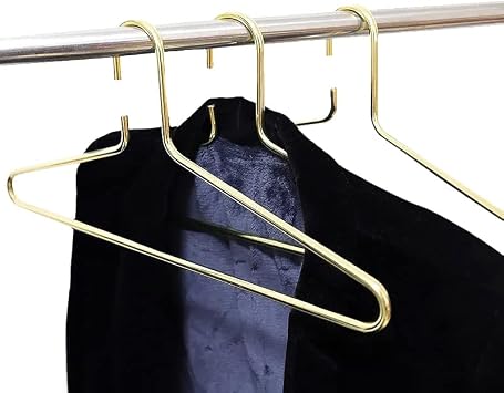 Bag-a-Vie Premium Gold Metal Hangers for Clothing - 3 Pack - Suit and Coat Metal Gold Hangers for Closet - Space Saving