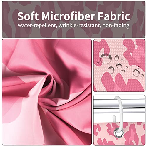 Seorsok Cute Leopard Shower Curtain Pink Modern Simple Home Tub Bathroom Curtain Decorative Set With 12 Hooks Quick Dry Washable Durable Polyester Fabric 72" X 72" #TOP4
