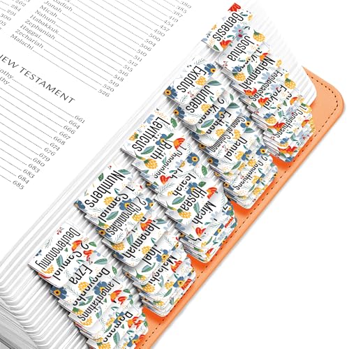 EssexWares – Bold Blooms Flower Bible Tabs for Old and New Testament, 80 Large Print Tabs for Bible Study, Water-Resistant and Durable Bible Index Tabs for Women and Men - 1.7