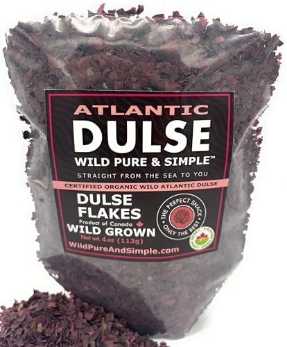 Organic Atlantic Dulse Flakes 4 oz - Certified Organic - Soft Flakes - Wild Pure & Simple - Wild Harvested - Iodine - Soups Smoothies Bacon Substitute - Sustainably Harvested and Packaged by Hand