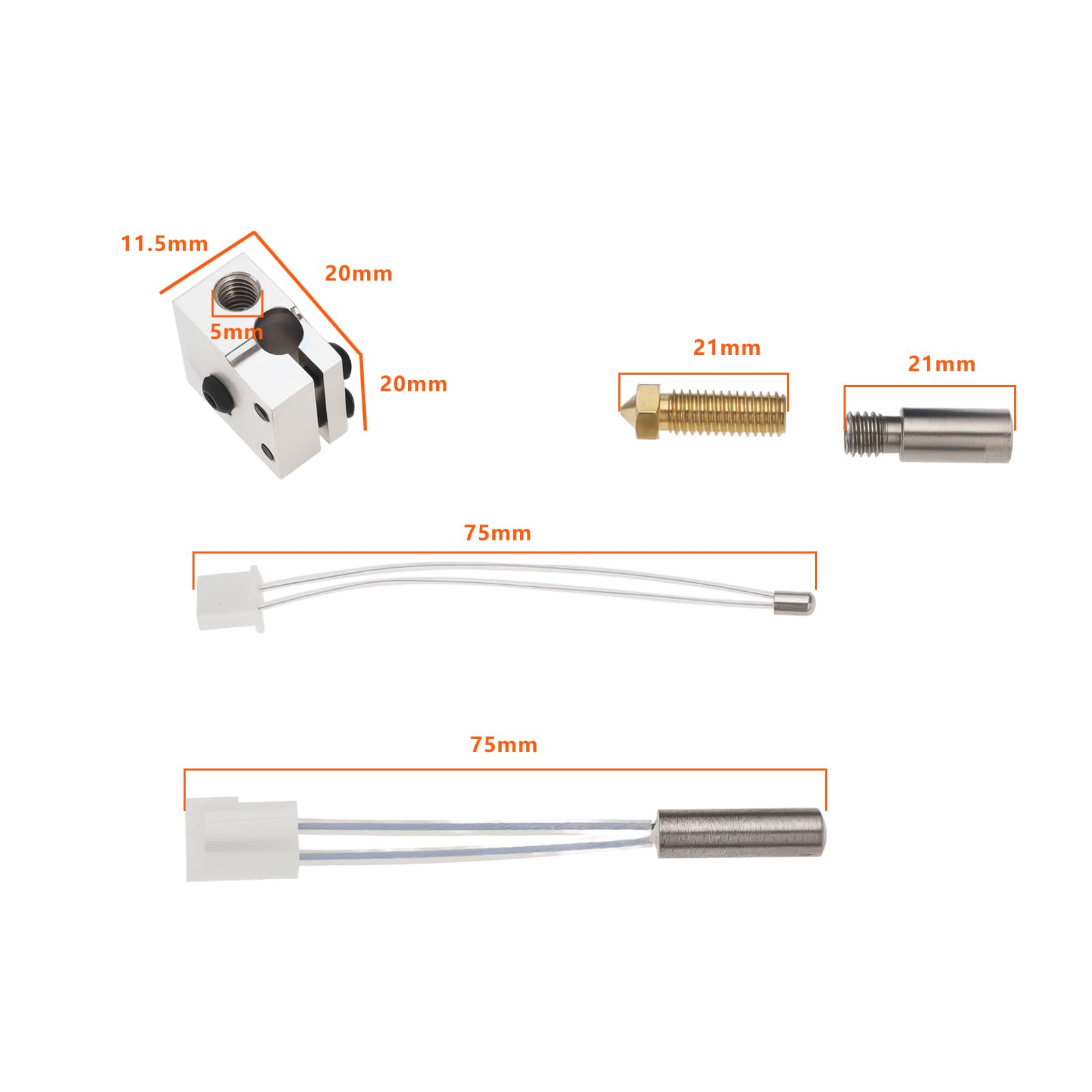 OTOTEC 1 zestaw wytłaczarki do drukarki 3D, dysza, blok cieplny, 24 V, 64 W, zestaw zamienny termistora, kompatybilny z Artilry Sidewinder X1 X2, kompatybilny z drukarką 3D Genius, Hotend